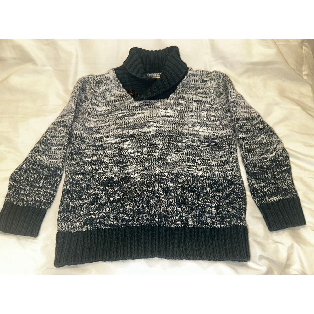 OshKosh 4T Cozy Knit Sweater Gray Black Green Collar
